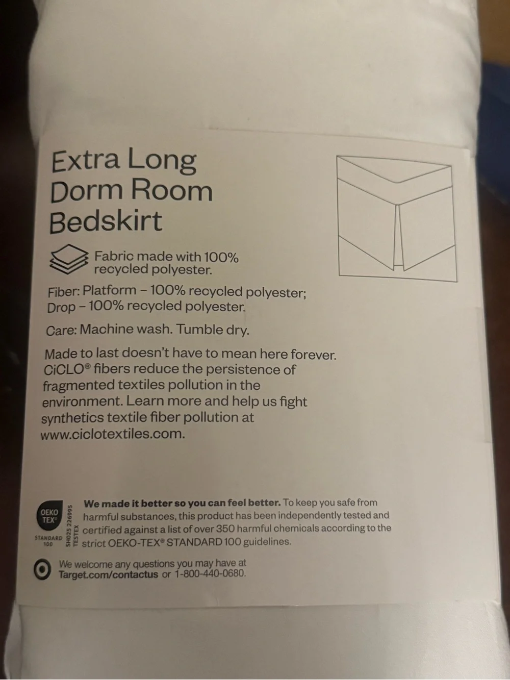 room essentials White Extra Long Dorm Room Bedskirt - XL Twin College Bound